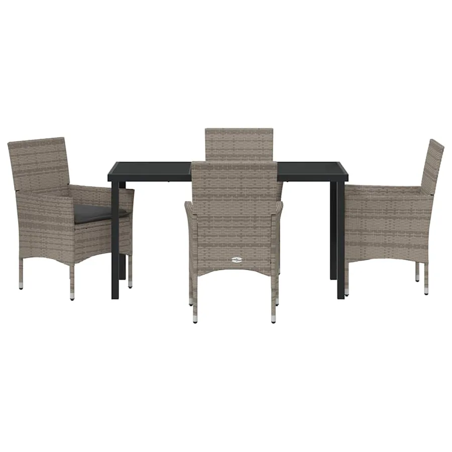 Ensemble de salle à manger pour jardin 5 pcs Gris polyrotin - 7