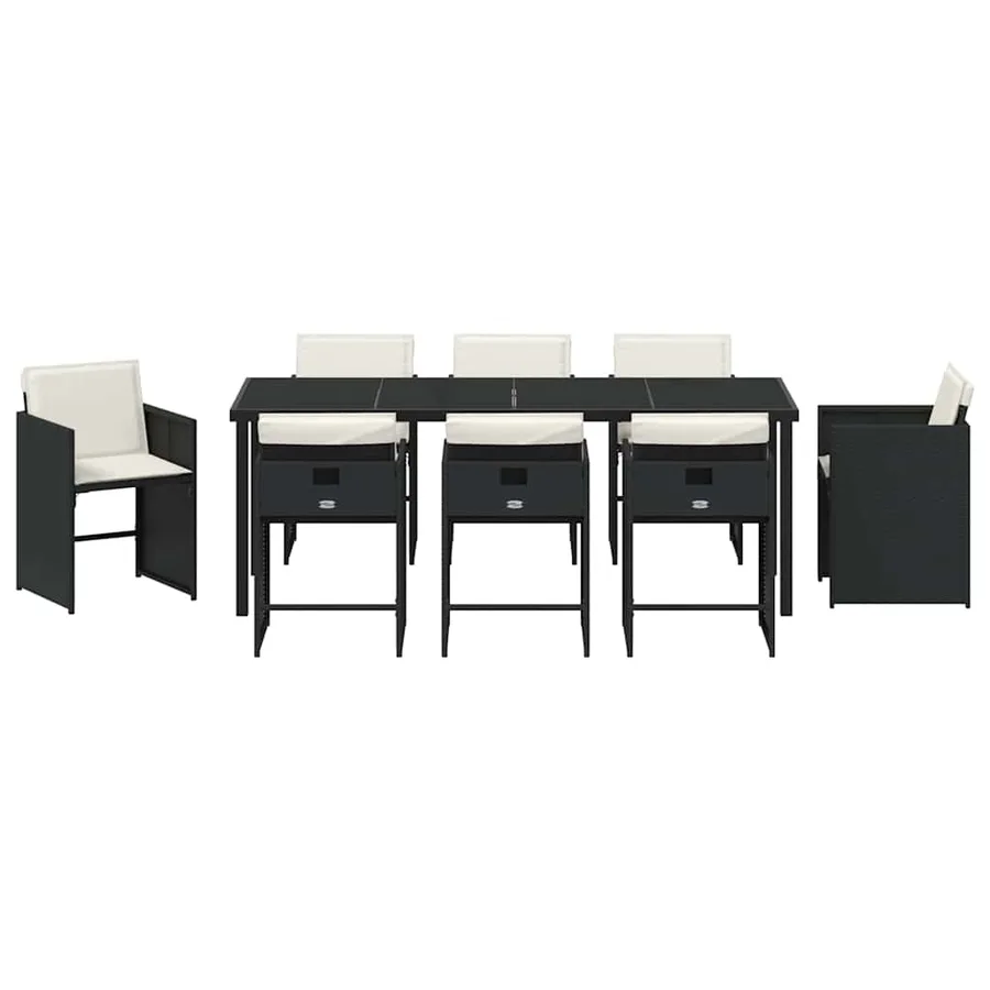 Ensemble de salle à manger pour jardin 9 pcs Noir polyrotin - 7
