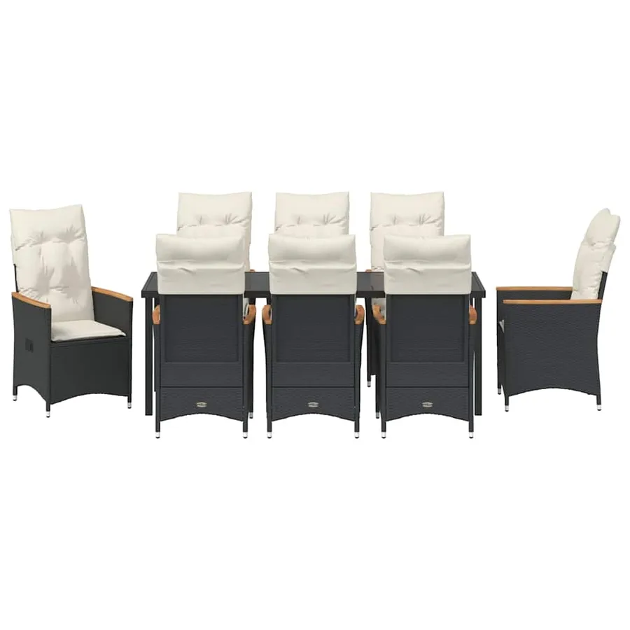 Ensemble de salle à manger pour jardin 9 pcs Noir polyrotin - 7