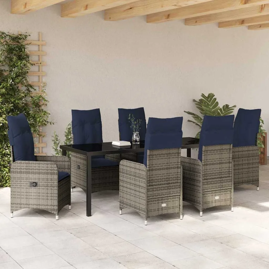 Ensemble de salle à manger pour jardin 7 pcs Noir polyrotin - 4