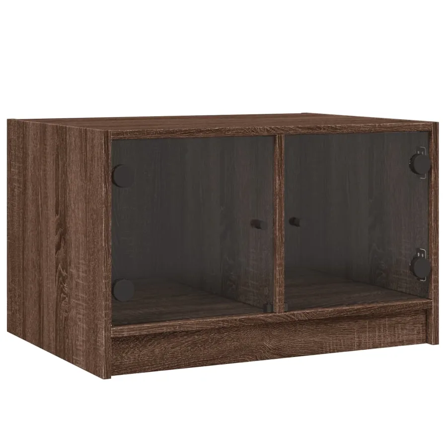 Table basse avec portes en verre chêne marron 68x50x42 cm - 2