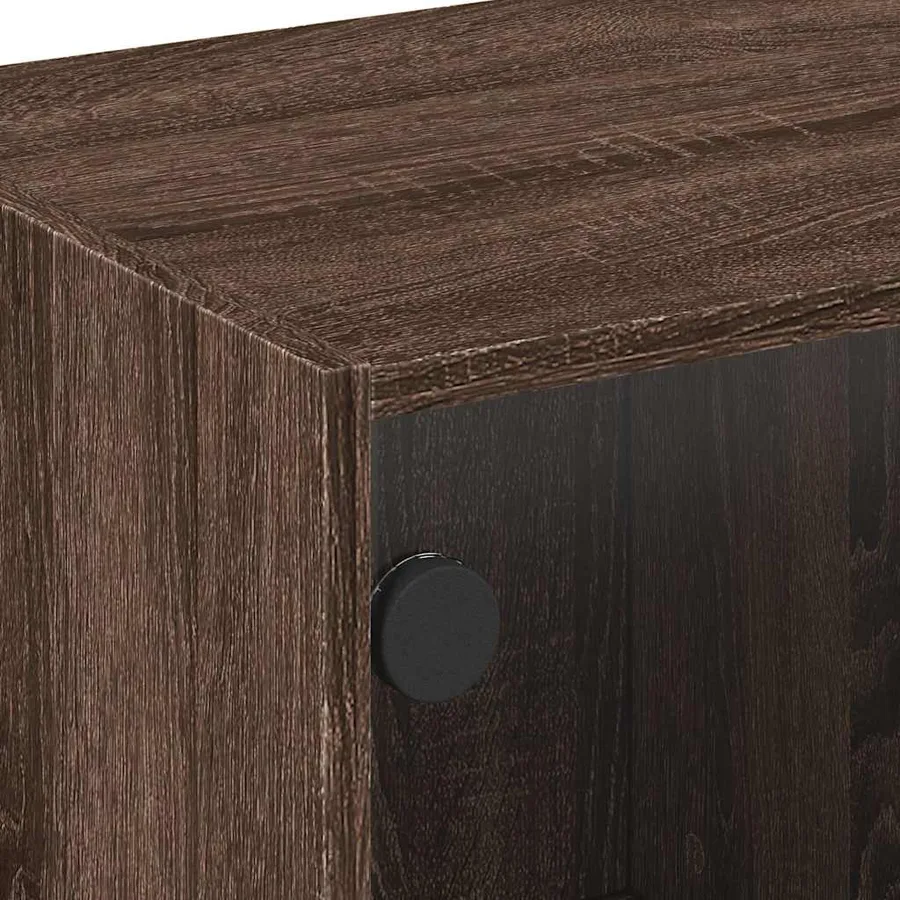 Table basse avec portes en verre chêne marron 68x50x42 cm - 9