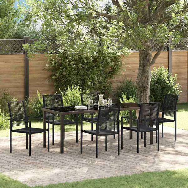 Ensemble de salle à manger pour jardin 7 pcs Noir