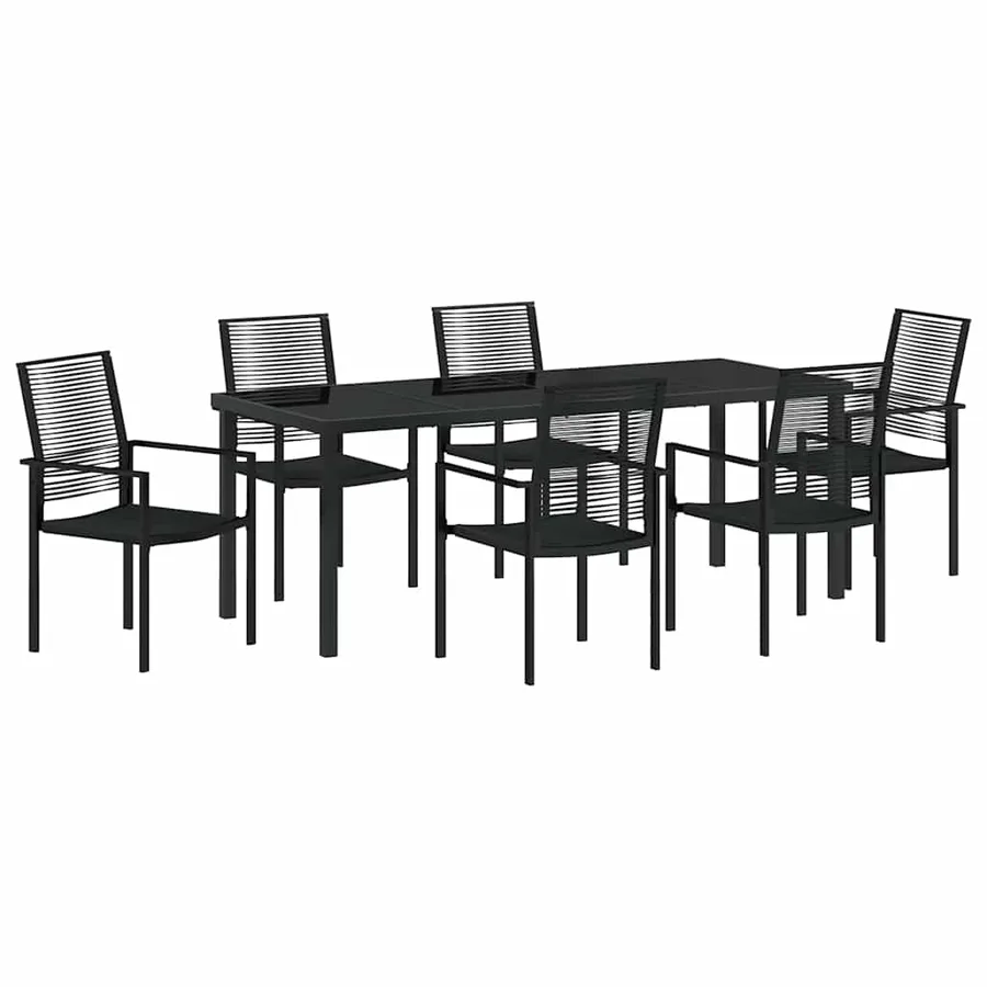 Ensemble de salle à manger pour jardin 7 pcs Noir - 2
