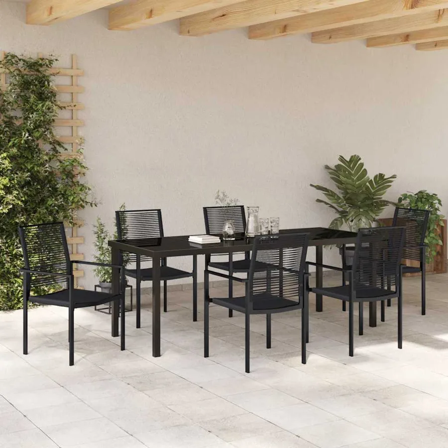 Ensemble de salle à manger pour jardin 7 pcs Noir - 4
