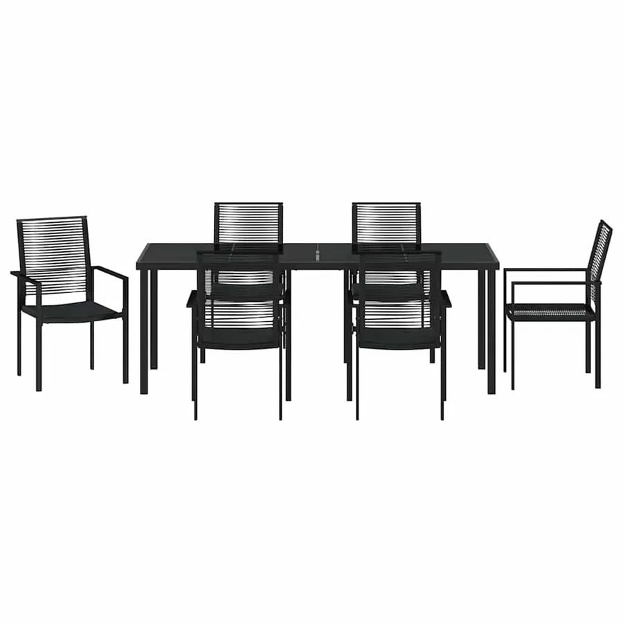 Ensemble de salle à manger pour jardin 7 pcs Noir - 7