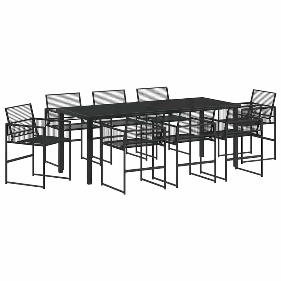 Ensemble de salle à manger pour jardin 9 pcs Noir polyrotin - 2