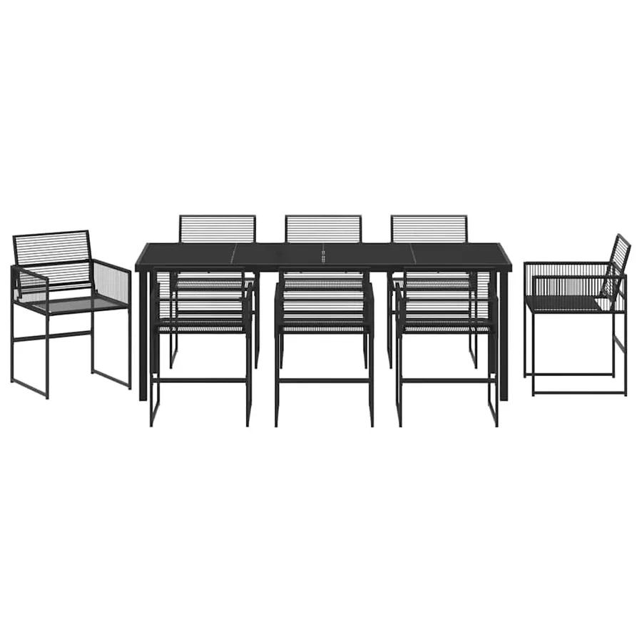 Ensemble de salle à manger pour jardin 9 pcs Noir polyrotin - 7