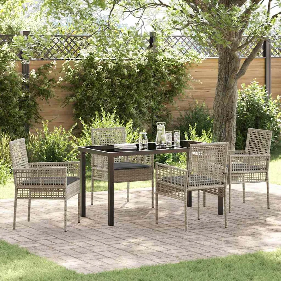Ensemble de salle à manger pour jardin 5 pcs Gris clair
