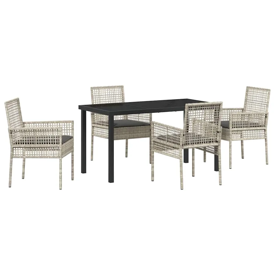 Ensemble de salle à manger pour jardin 5 pcs Gris clair - 2
