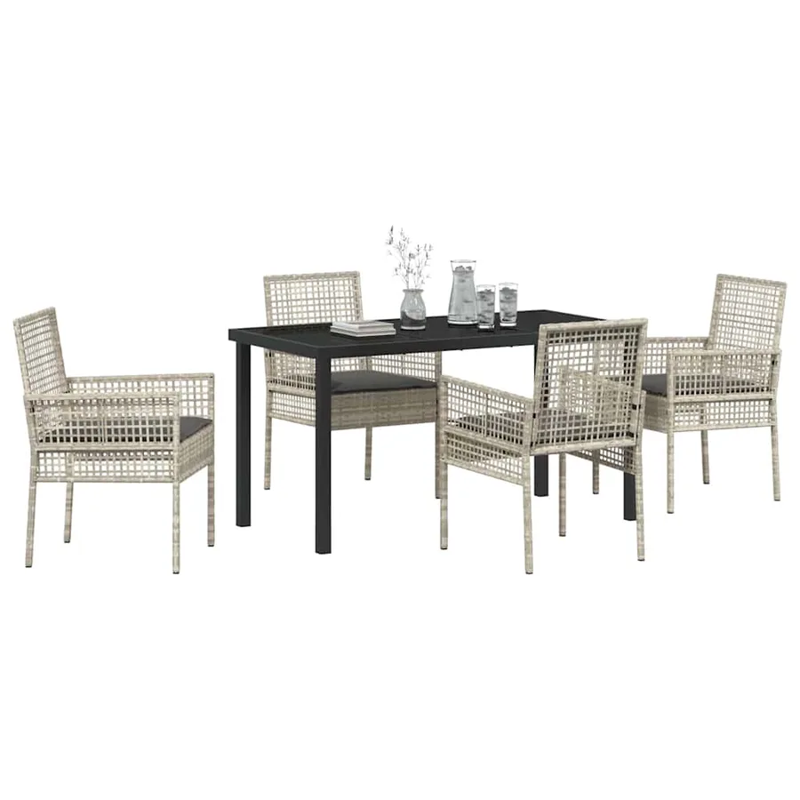 Ensemble de salle à manger pour jardin 5 pcs Gris clair - 3