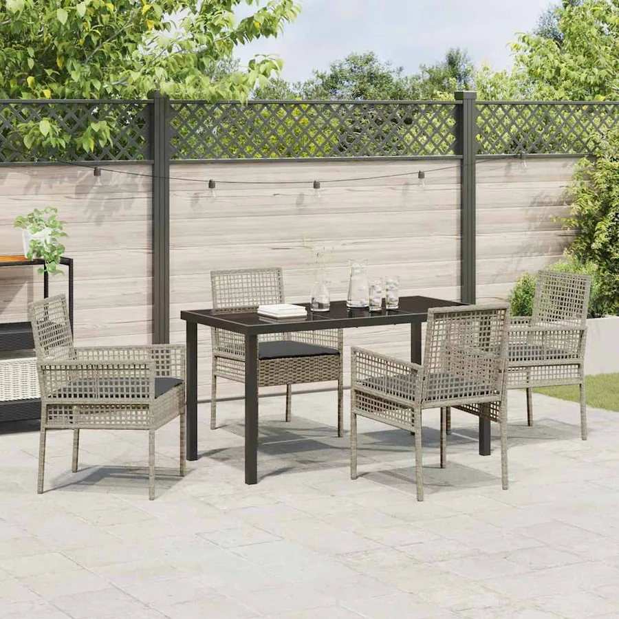 Ensemble de salle à manger pour jardin 5 pcs Gris clair - 4