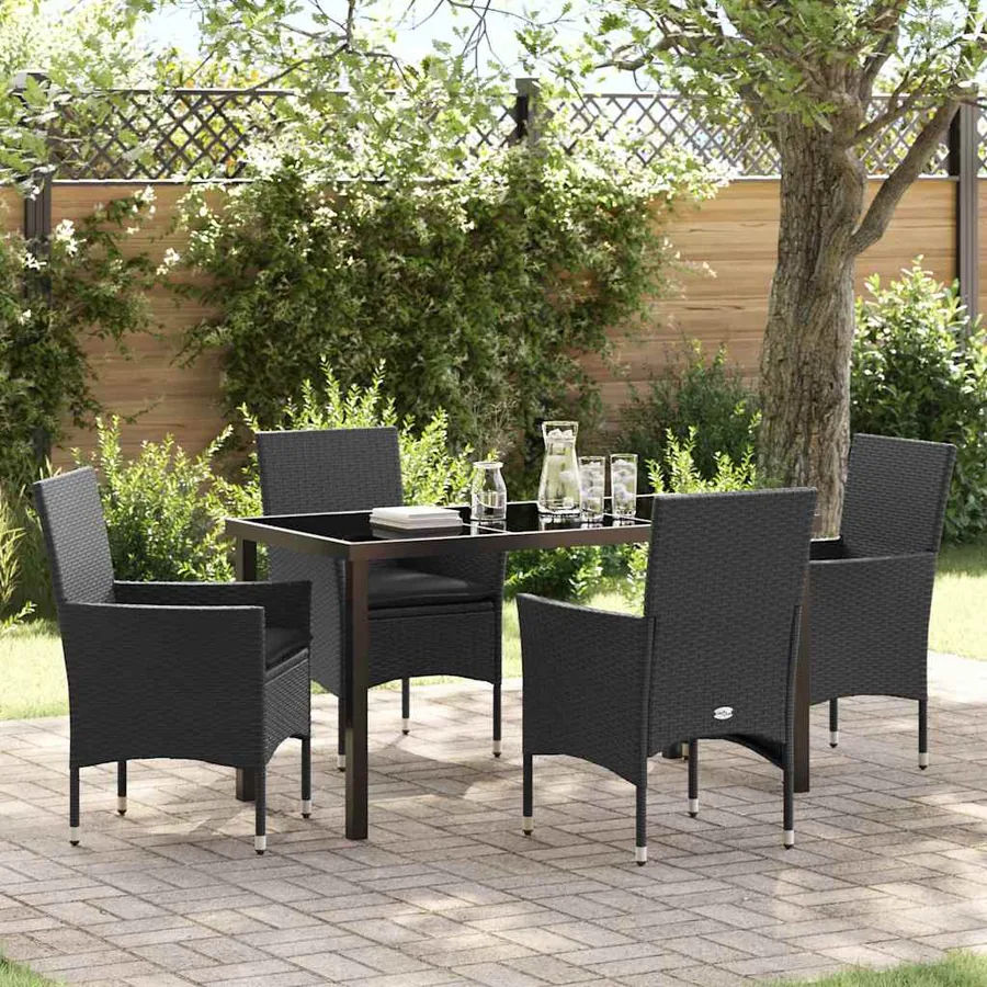 Ensemble de salle à manger pour jardin 5 pcs Noir polyrotin