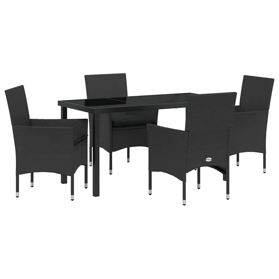 Ensemble de salle à manger pour jardin 5 pcs Noir polyrotin - 2