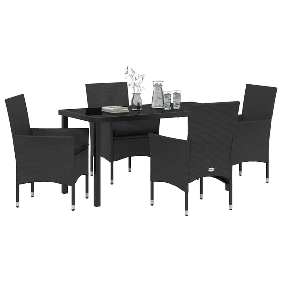 Ensemble de salle à manger pour jardin 5 pcs Noir polyrotin - 3