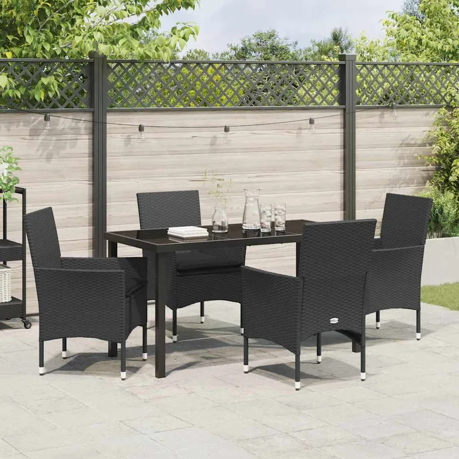Ensemble de salle à manger pour jardin 5 pcs Noir polyrotin - 4