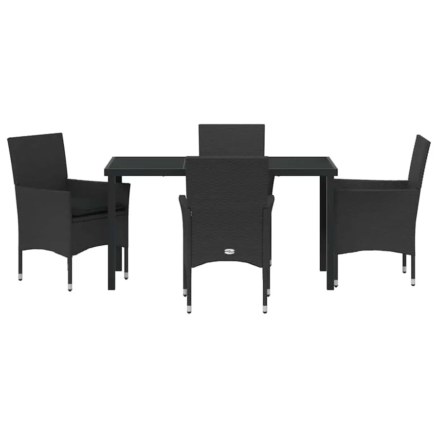 Ensemble de salle à manger pour jardin 5 pcs Noir polyrotin - 7