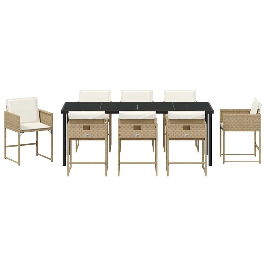 Ensemble de salle à manger pour jardin 9 pcs Beige polyrotin - 7