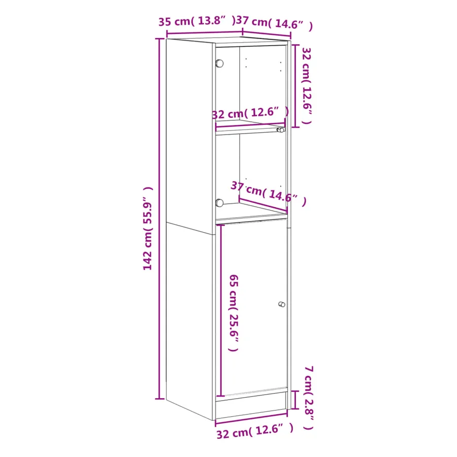 Buffet avec porte en verre blanc 35x37x142 cm - 12