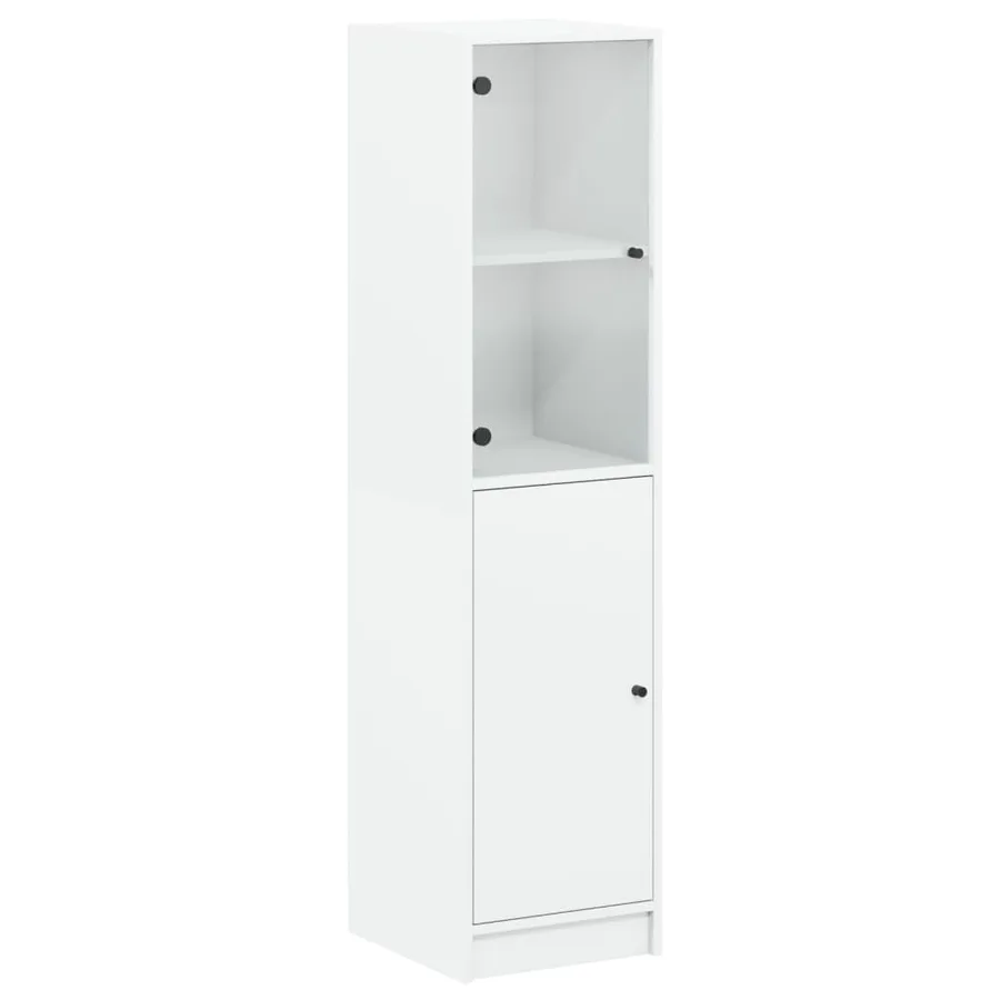 Buffet avec porte en verre blanc 35x37x142 cm - 2