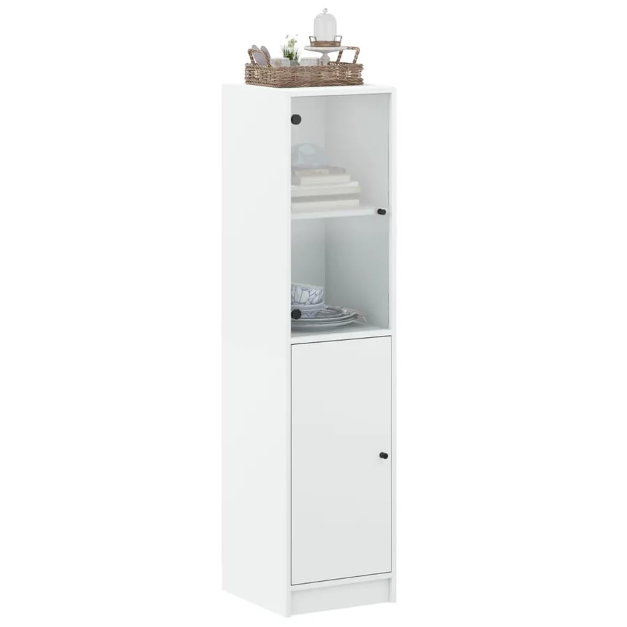 Buffet avec porte en verre blanc 35x37x142 cm - 4