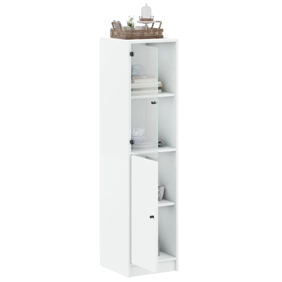Buffet avec porte en verre blanc 35x37x142 cm - 5