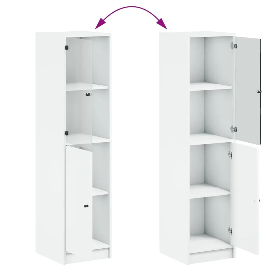 Buffet avec porte en verre blanc 35x37x142 cm - 9