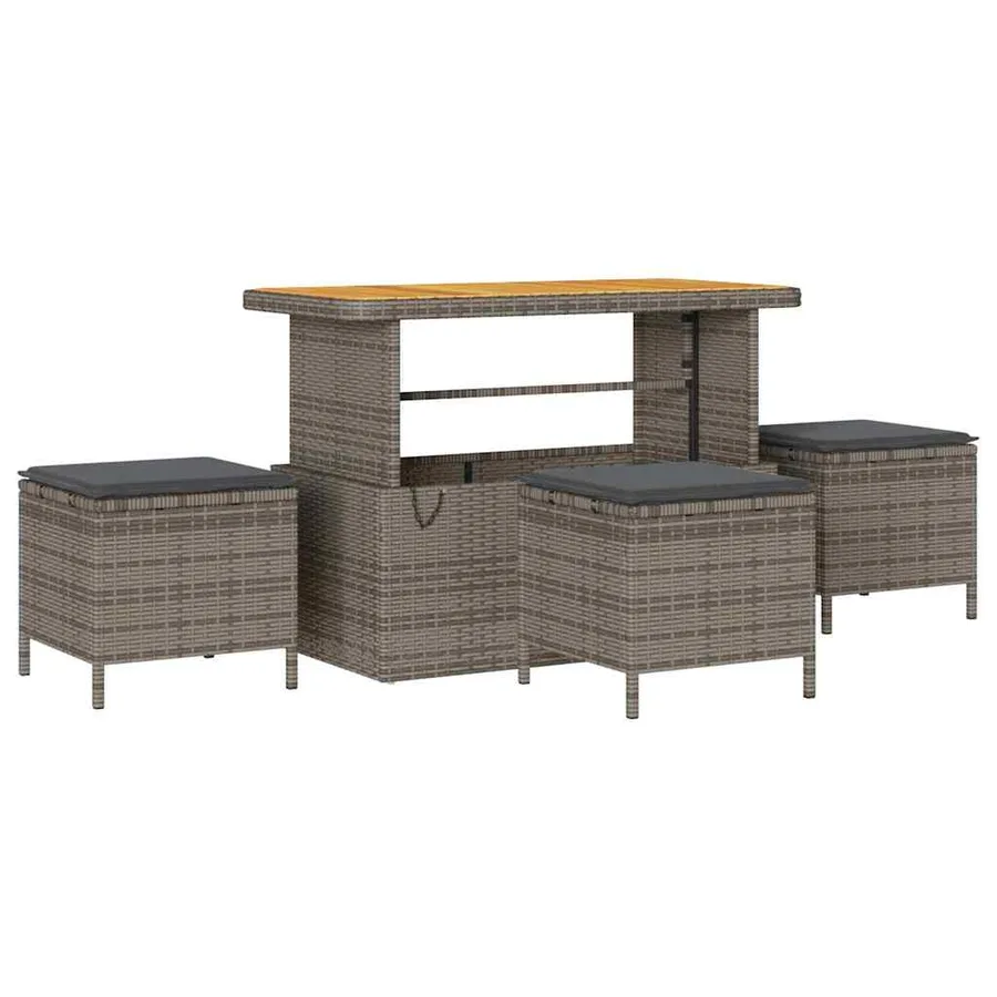 Ensemble de canapé de jardin avec coussin 14 pcs Gris polyrotin - 4