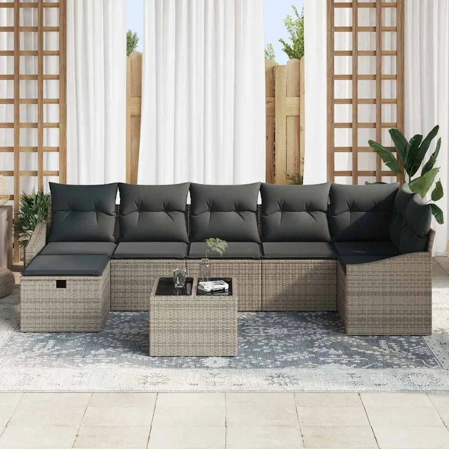 Ensemble de Canapés avec coussin avec stockage Gris polyrotin - 3