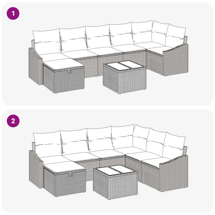 Ensemble de Canapés avec coussin avec stockage Gris polyrotin - 9