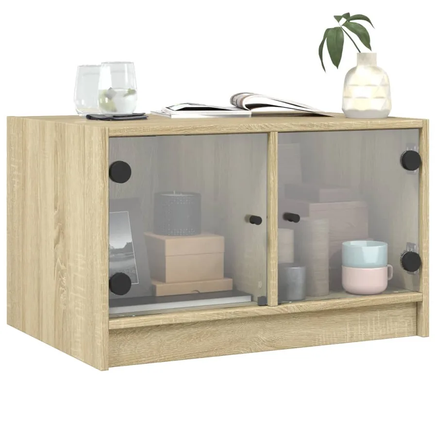 Table basse avec portes en verre chêne sonoma 68x50x42 cm - 4