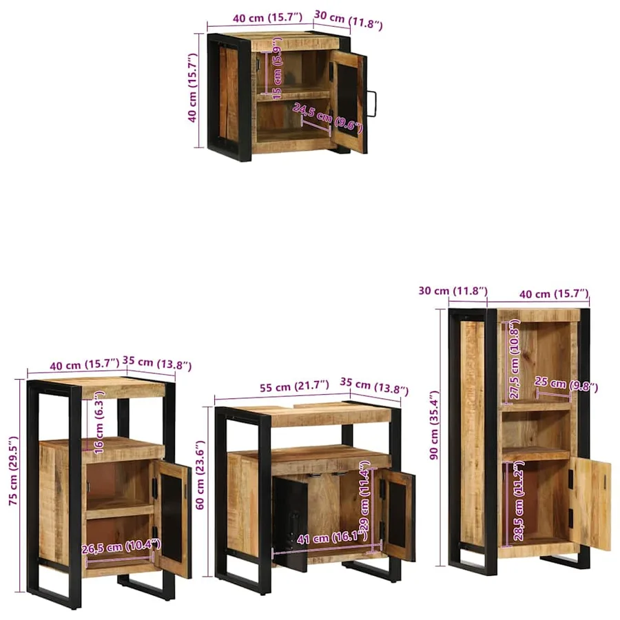 Ensemble de mobilier de salle de bain avec tiroir 4 pcs - 16