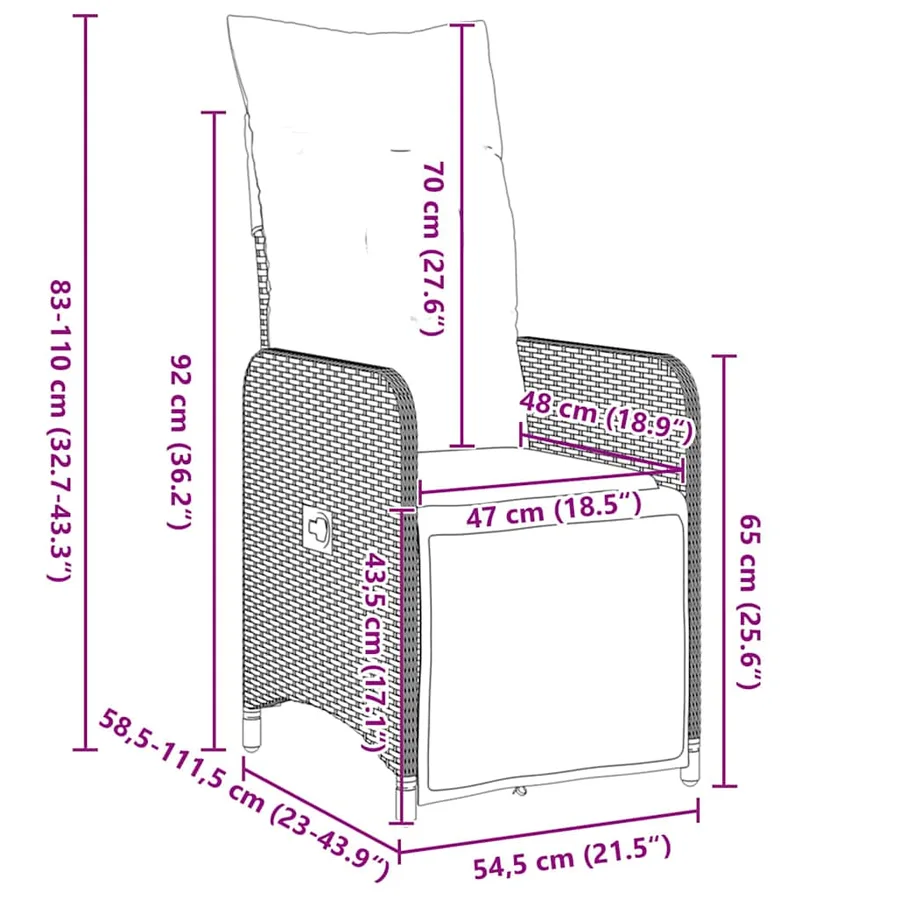 Ensemble de salle à manger pour jardin 7 pcs Marron polyrotin - 10