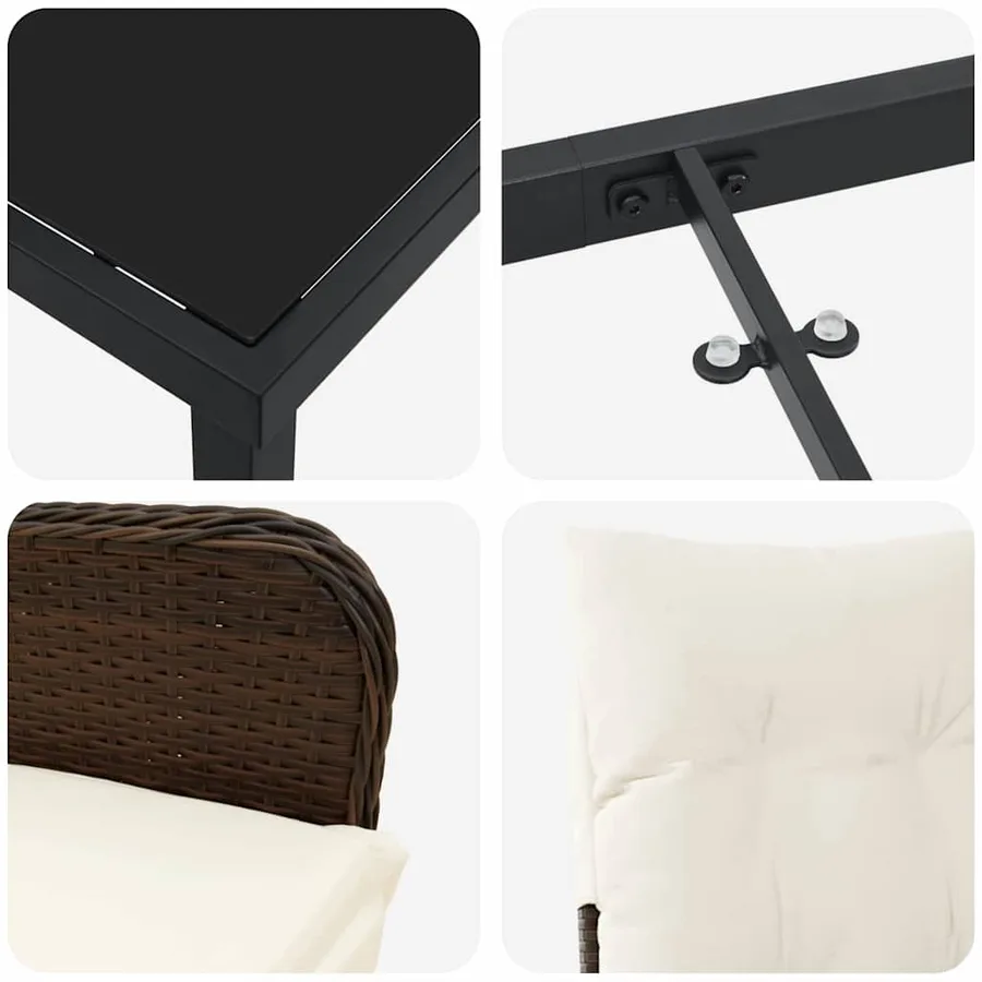 Ensemble de salle à manger pour jardin 7 pcs Marron polyrotin - 9