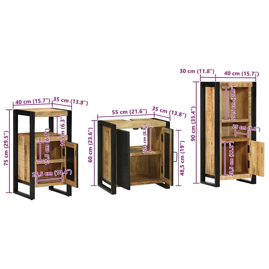 Ensemble de mobilier de salle de bain avec tiroir 3 pcs - 15