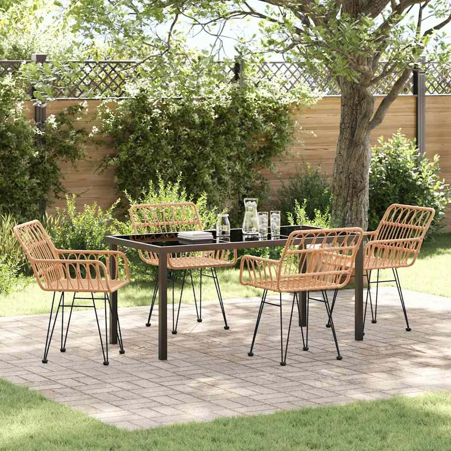 Ensemble de salle à manger pour jardin 5 pcs Marron
