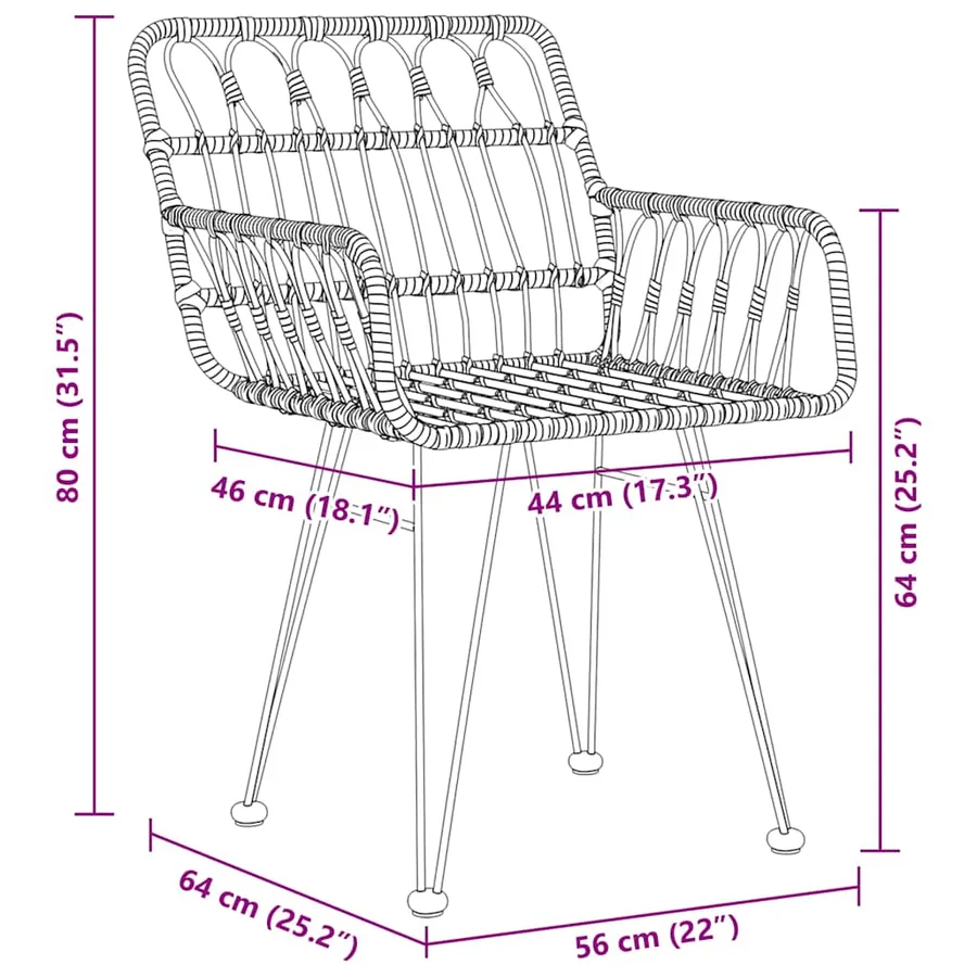Ensemble de salle à manger pour jardin 5 pcs Marron - 10