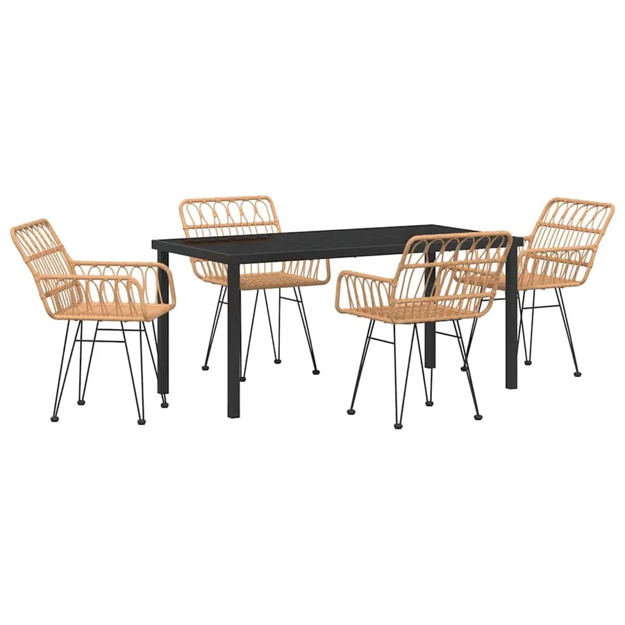 Ensemble de salle à manger pour jardin 5 pcs Marron - 2