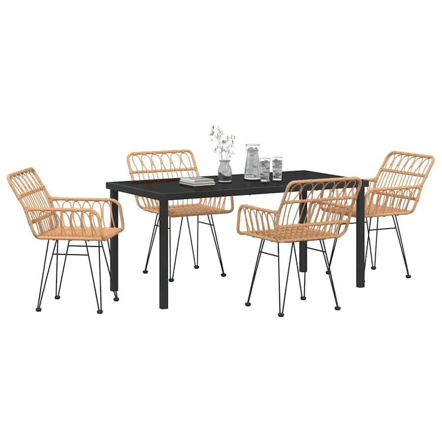 Ensemble de salle à manger pour jardin 5 pcs Marron - 3