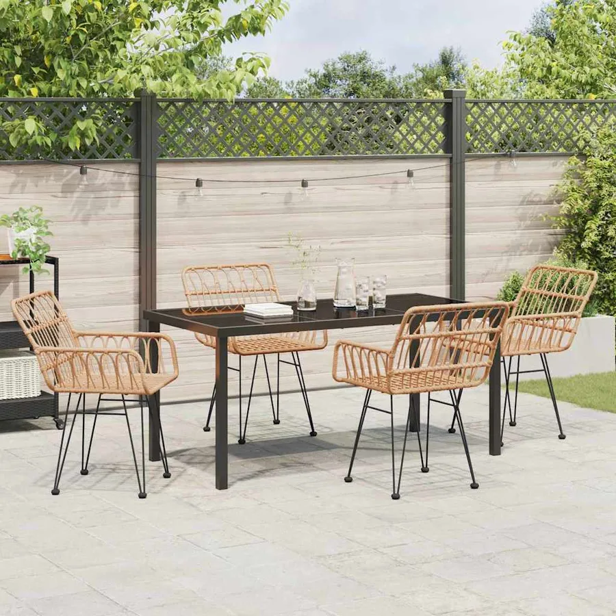 Ensemble de salle à manger pour jardin 5 pcs Marron - 4