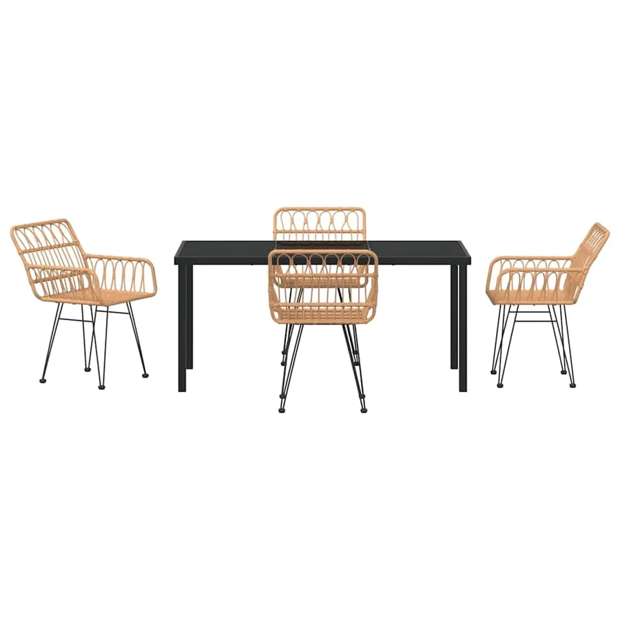 Ensemble de salle à manger pour jardin 5 pcs Marron - 7