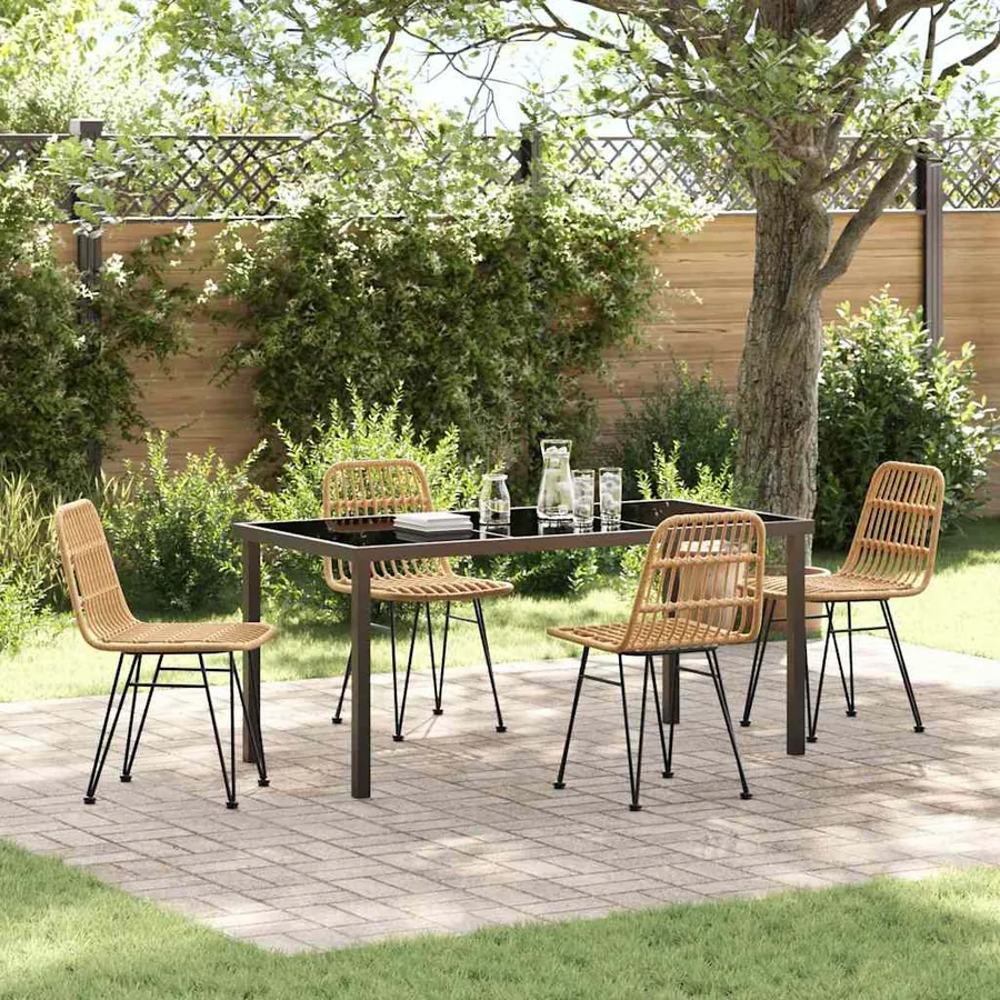 Ensemble de salle à manger pour jardin 5 pcs Marron