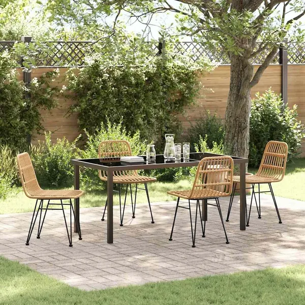 Ensemble de salle à manger pour jardin 5 pcs Marron