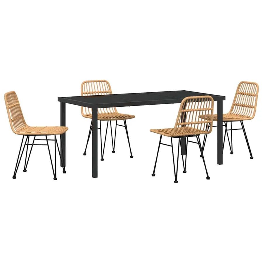 Ensemble de salle à manger pour jardin 5 pcs Marron - 2