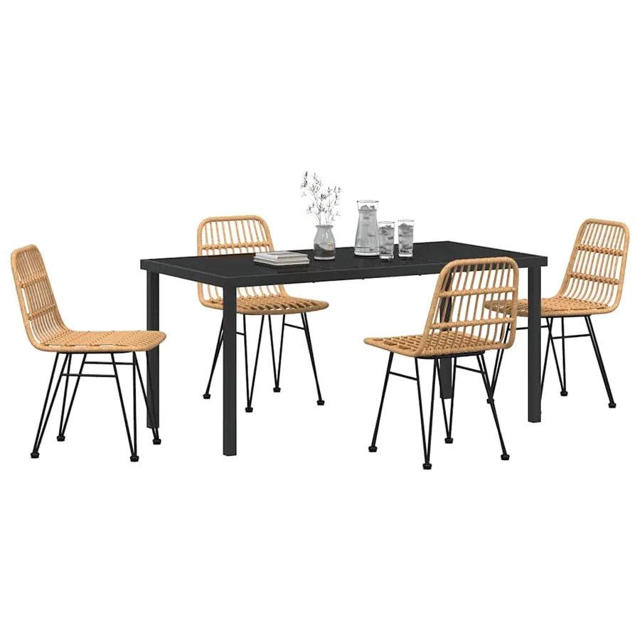 Ensemble de salle à manger pour jardin 5 pcs Marron - 3