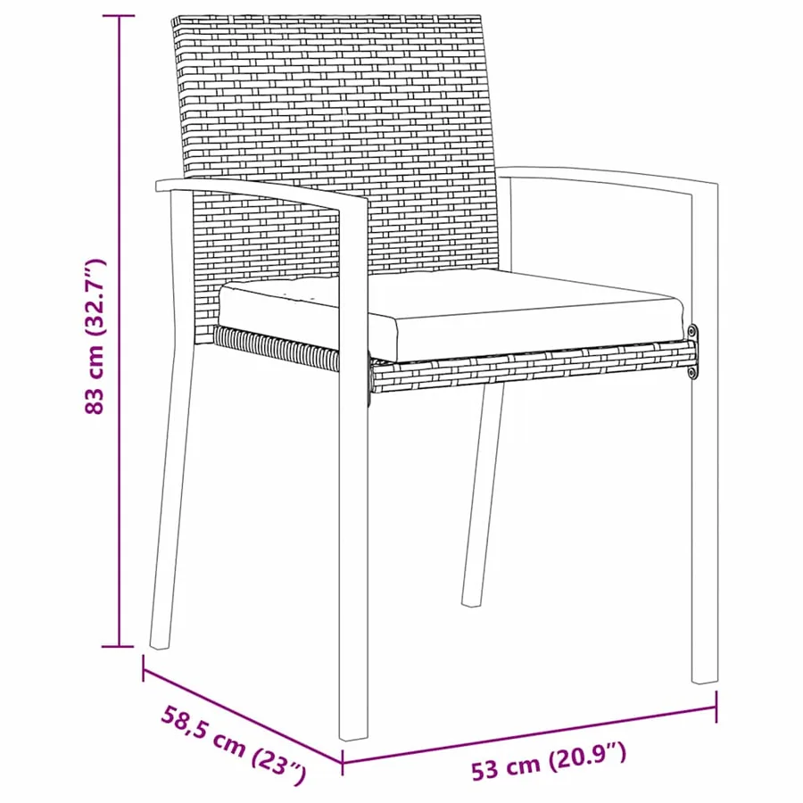 Ensemble de salle à manger pour jardin 7 pcs Gris - 10