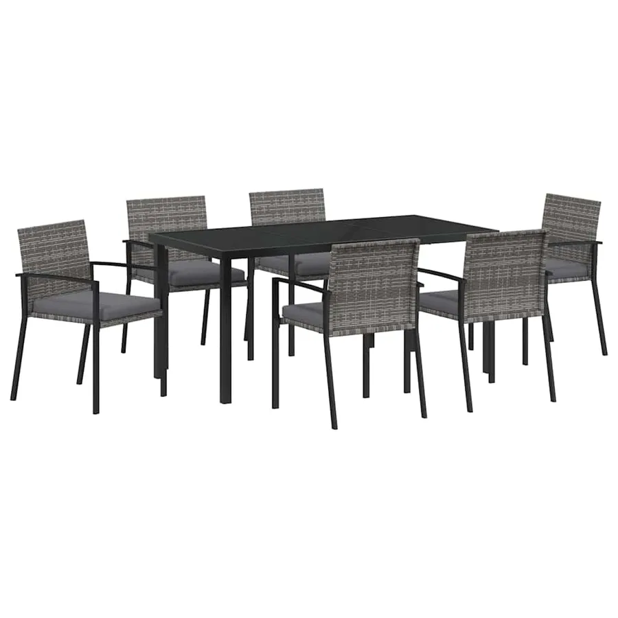 Ensemble de salle à manger pour jardin 7 pcs Gris - 2