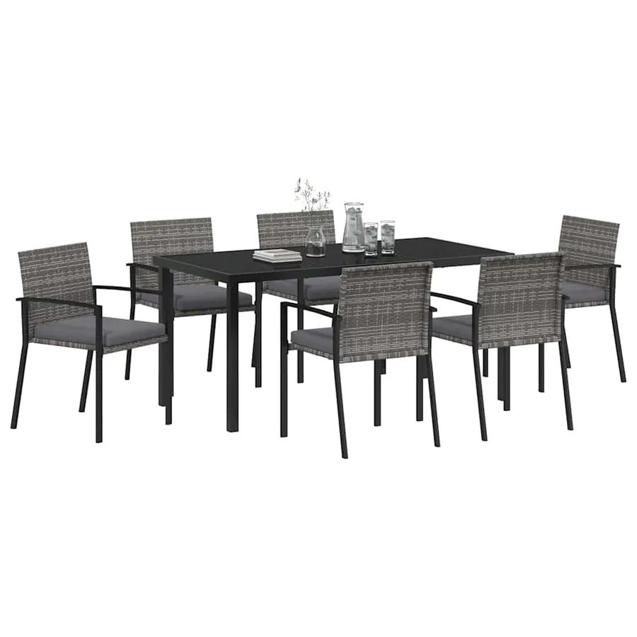 Ensemble de salle à manger pour jardin 7 pcs Gris - 3