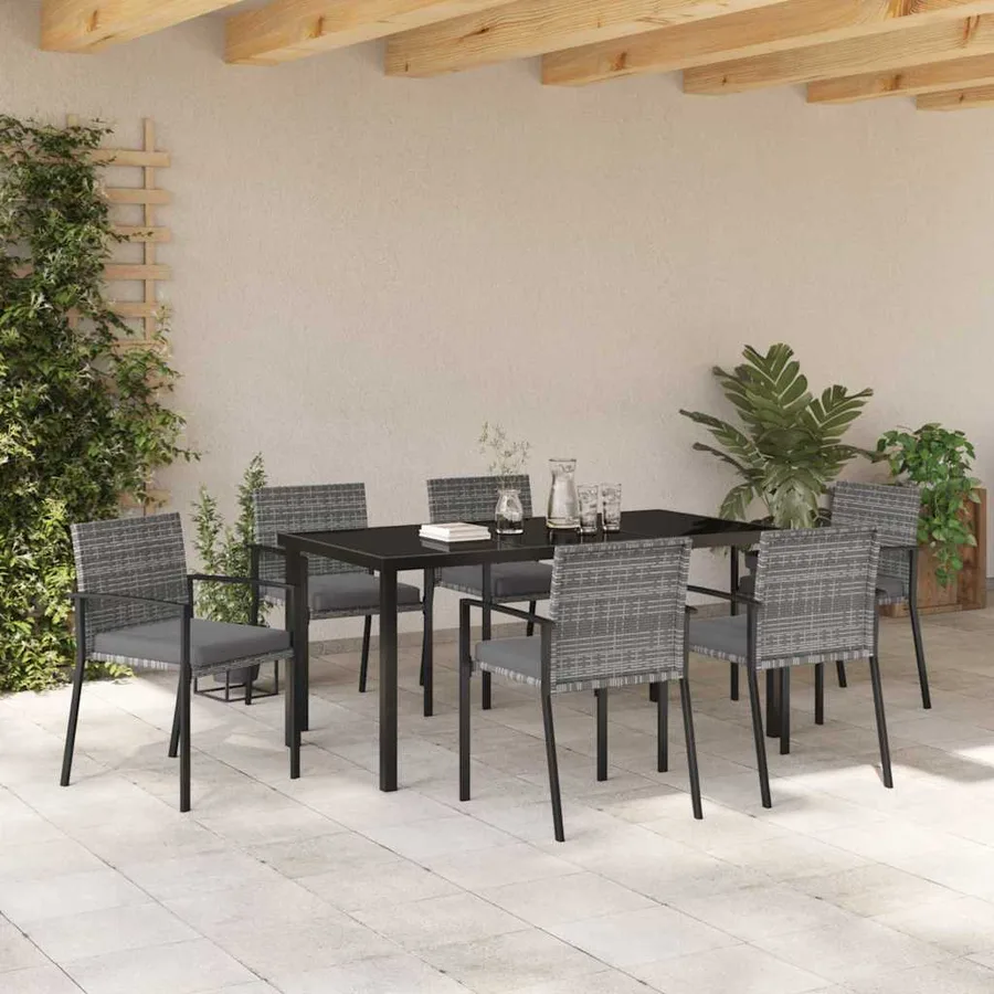 Ensemble de salle à manger pour jardin 7 pcs Gris - 4