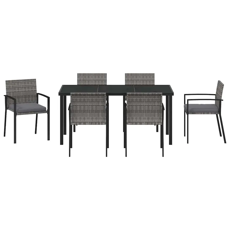 Ensemble de salle à manger pour jardin 7 pcs Gris - 7